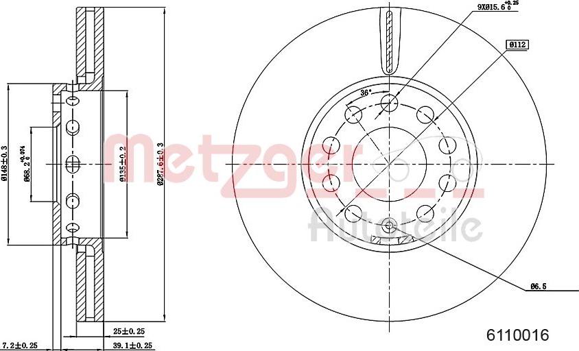 Metzger 6110016 - Brake Disc www.autospares.lv