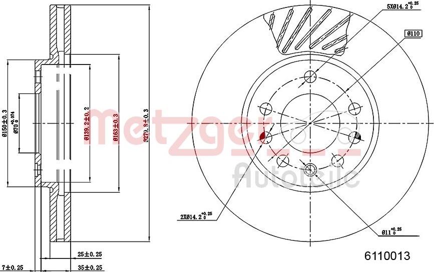 Metzger 6110013 - Brake Disc www.autospares.lv