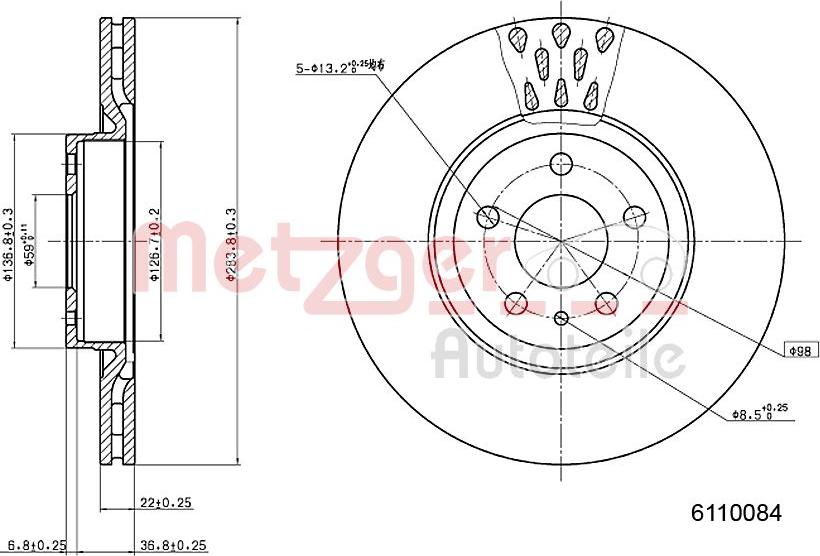 Metzger 6110084 - Bremžu diski www.autospares.lv