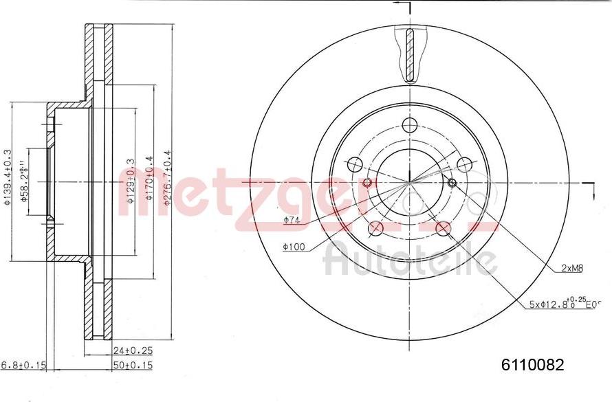 Metzger 6110082 - Brake Disc www.autospares.lv