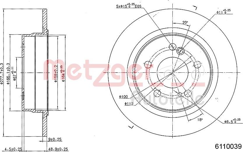 Metzger 6110039 - Bremžu diski www.autospares.lv