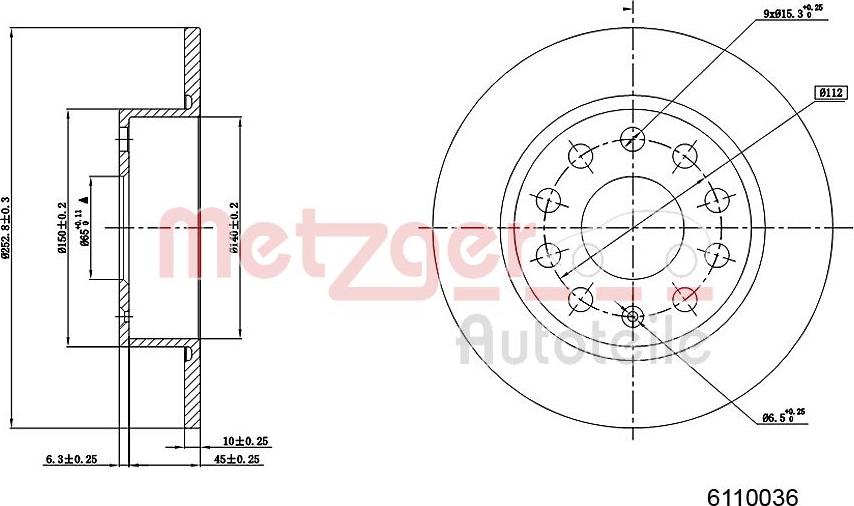 Metzger 6110036 - Brake Disc www.autospares.lv