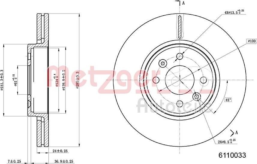 Metzger 6110033 - Bremžu diski www.autospares.lv