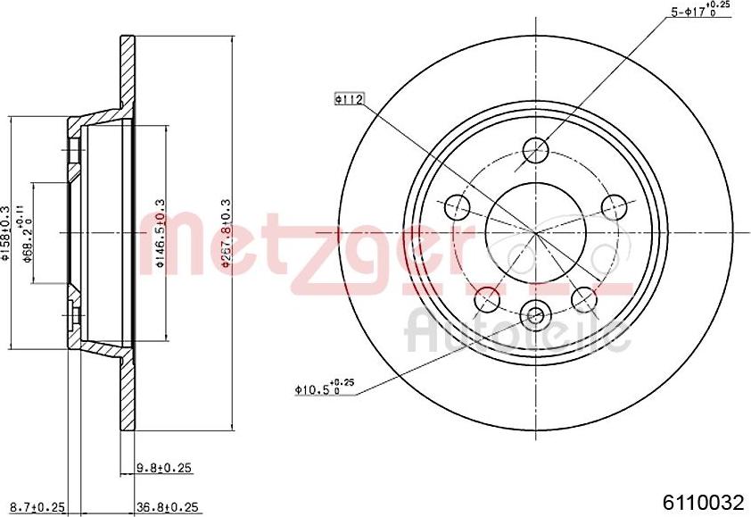 Metzger 6110032 - Bremžu diski autospares.lv