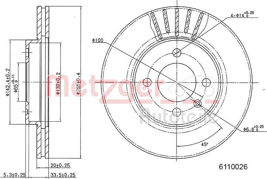 Metzger 6110026 - Bremžu diski www.autospares.lv