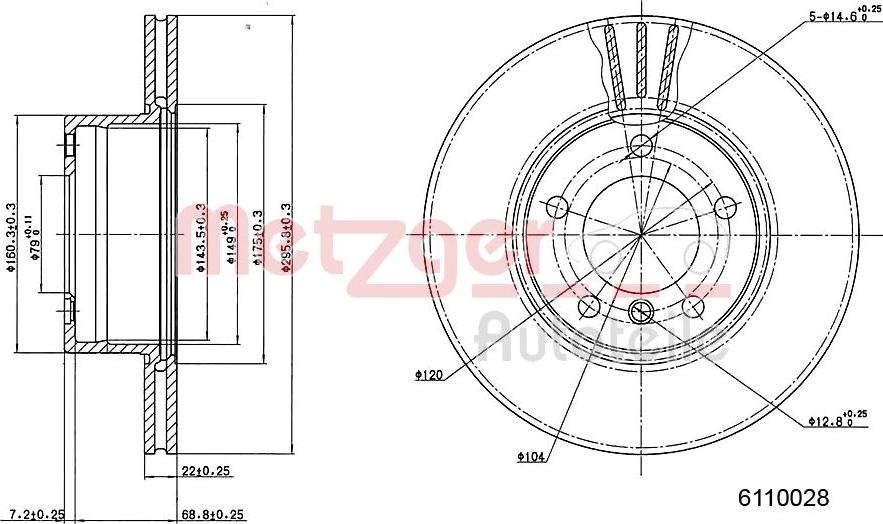 Metzger 6110028 - Тормозной диск www.autospares.lv