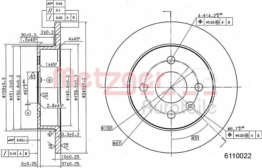 Metzger 6110022 - Bremžu diski www.autospares.lv