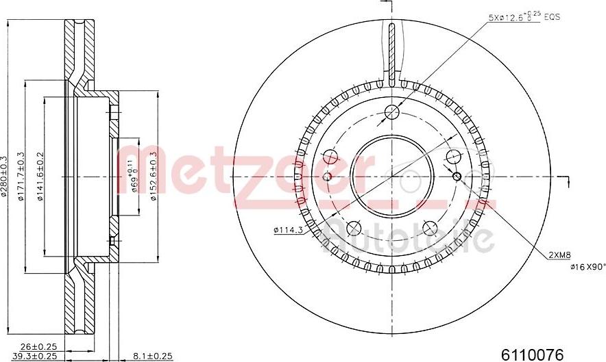 Metzger 6110076 - Bremžu diski www.autospares.lv