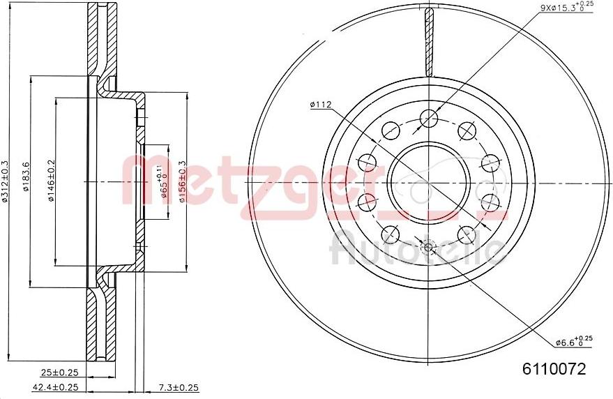 Metzger 6110072 - Тормозной диск www.autospares.lv