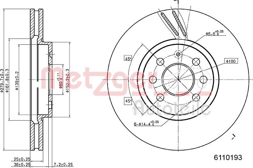 Metzger 6110193 - Bremžu diski www.autospares.lv