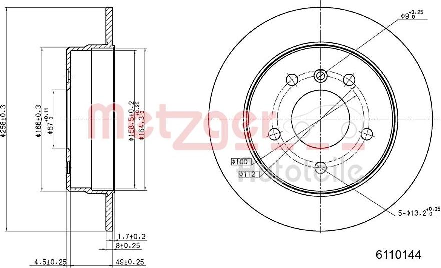 Metzger 6110144 - Тормозной диск www.autospares.lv