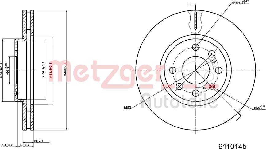 Metzger 6110145 - Bremžu diski autospares.lv