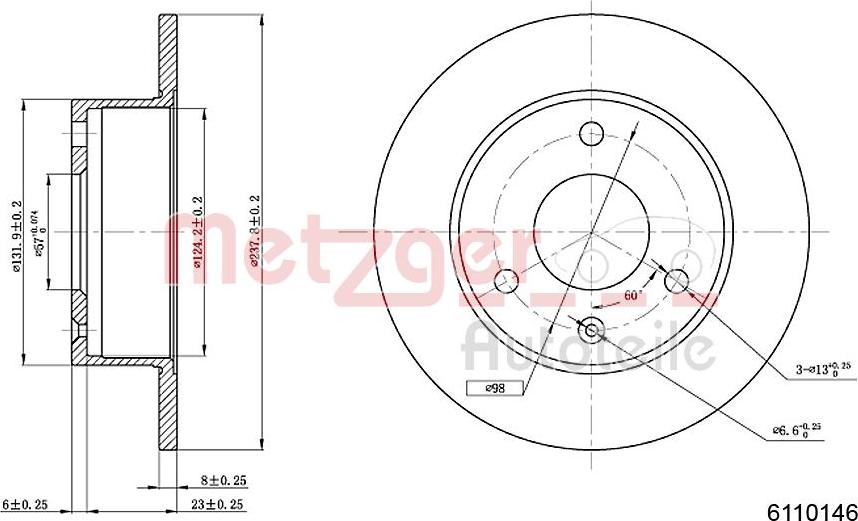 Metzger 6110146 - Bremžu diski www.autospares.lv