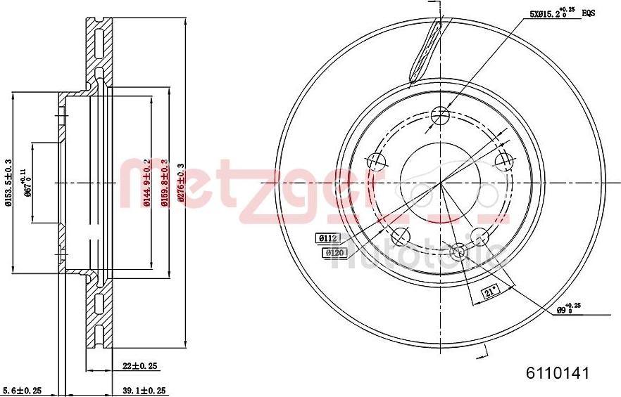 Metzger 6110141 - Bremžu diski www.autospares.lv