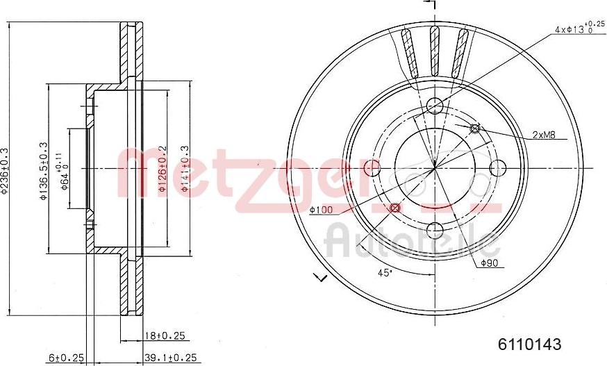 Metzger 6110143 - Bremžu diski www.autospares.lv