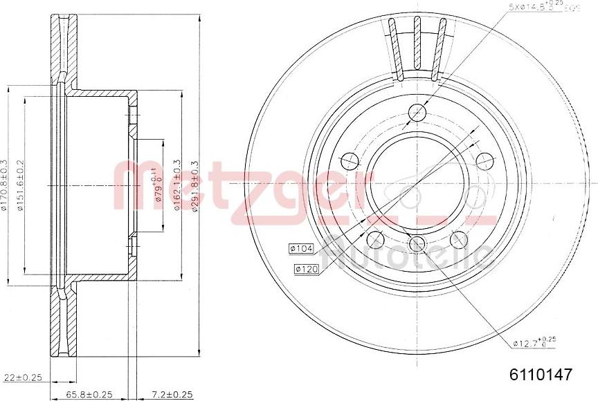 Metzger 6110147 - Bremžu diski www.autospares.lv