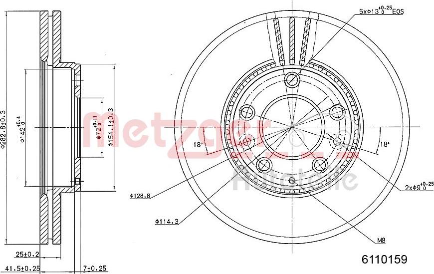 Metzger 6110159 - Bremžu diski www.autospares.lv