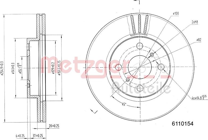 Metzger 6110154 - Bremžu diski www.autospares.lv