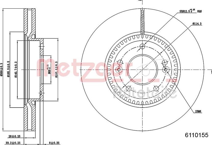 Metzger 6110155 - Bremžu diski www.autospares.lv