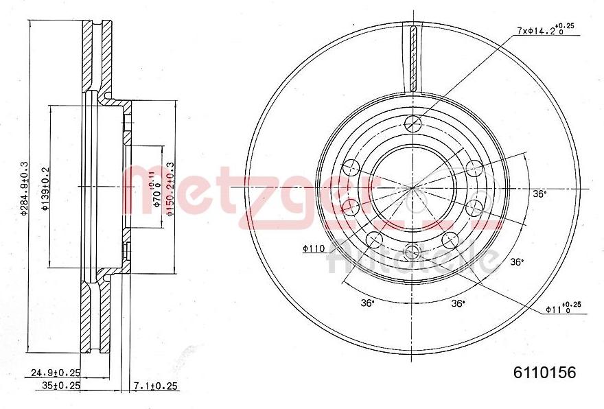 Metzger 6110156 - Bremžu diski www.autospares.lv