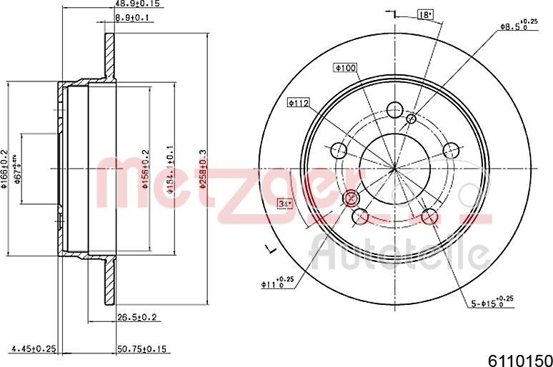 Metzger 6110150 - Bremžu diski autospares.lv