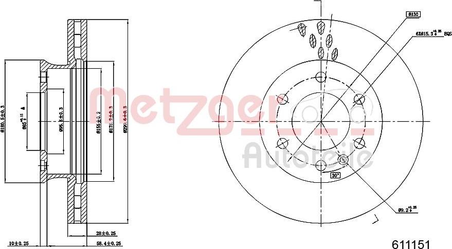 Metzger 6110151 - Bremžu diski www.autospares.lv