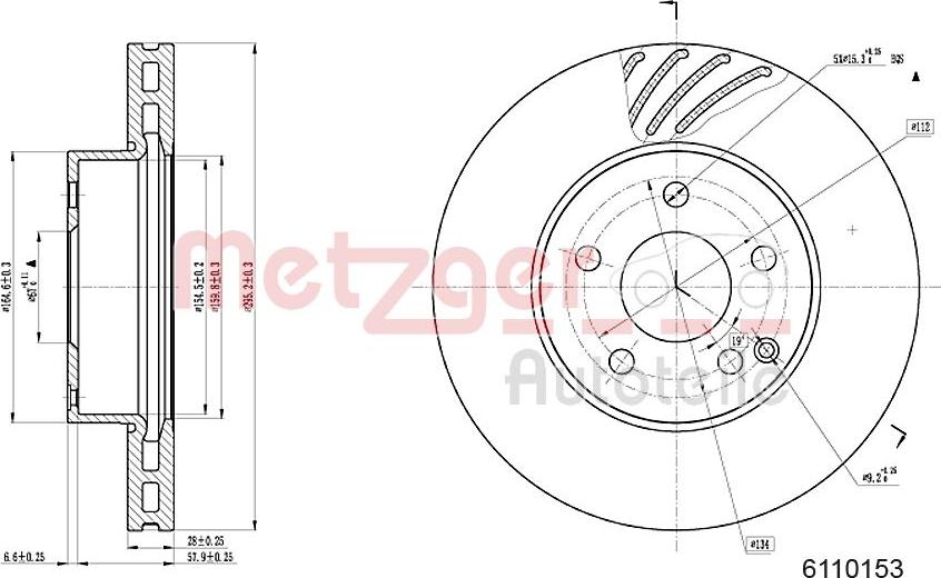 Metzger 6110153 - Bremžu diski www.autospares.lv