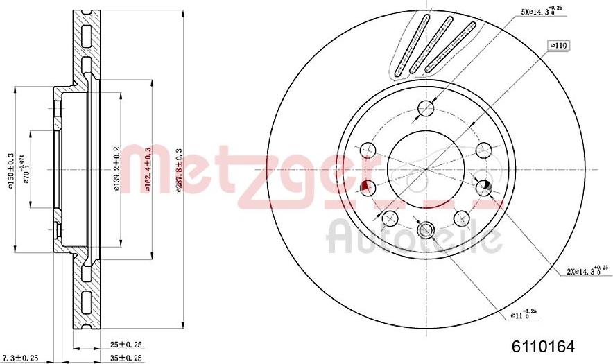 Metzger 6110164 - Bremžu diski autospares.lv