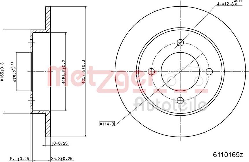 Metzger 6110165 - Bremžu diski www.autospares.lv