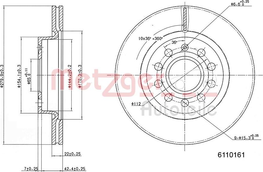 Metzger 6110161 - Bremžu diski autospares.lv