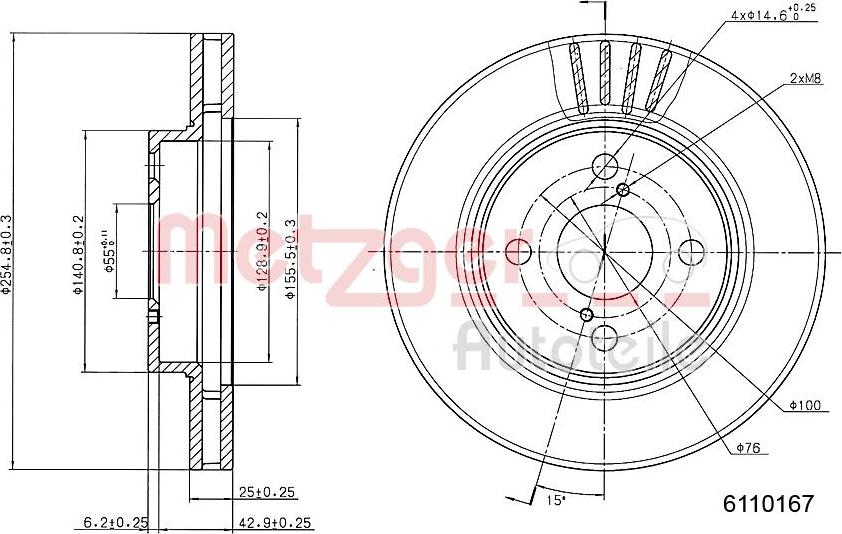 Metzger 6110167 - Bremžu diski autospares.lv