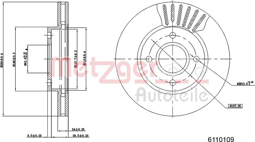 Metzger 6110109 - Bremžu diski www.autospares.lv