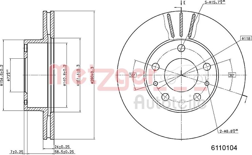 Metzger 6110104 - Brake Disc www.autospares.lv