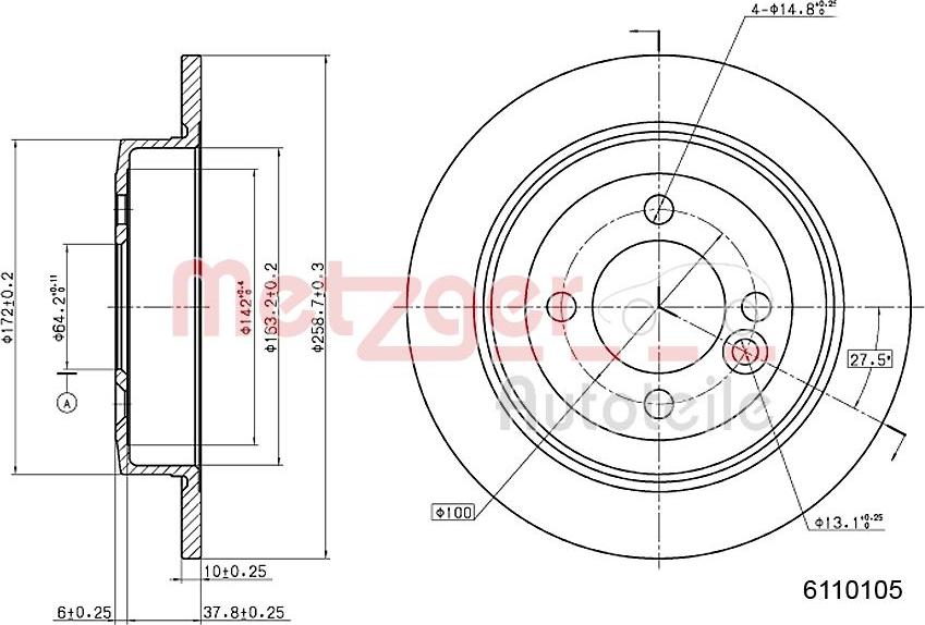 Metzger 6110105 - Bremžu diski www.autospares.lv