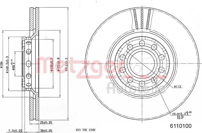 Metzger 6110100 - Bremžu diski autospares.lv