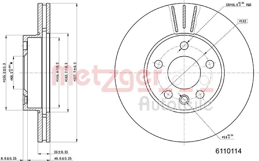 Metzger 6110114 - Тормозной диск www.autospares.lv