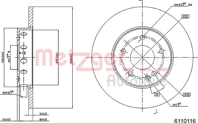 Metzger 6110116 - Bremžu diski www.autospares.lv