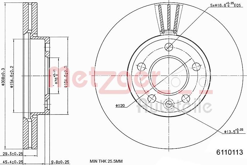 Metzger 6110113 - Brake Disc www.autospares.lv