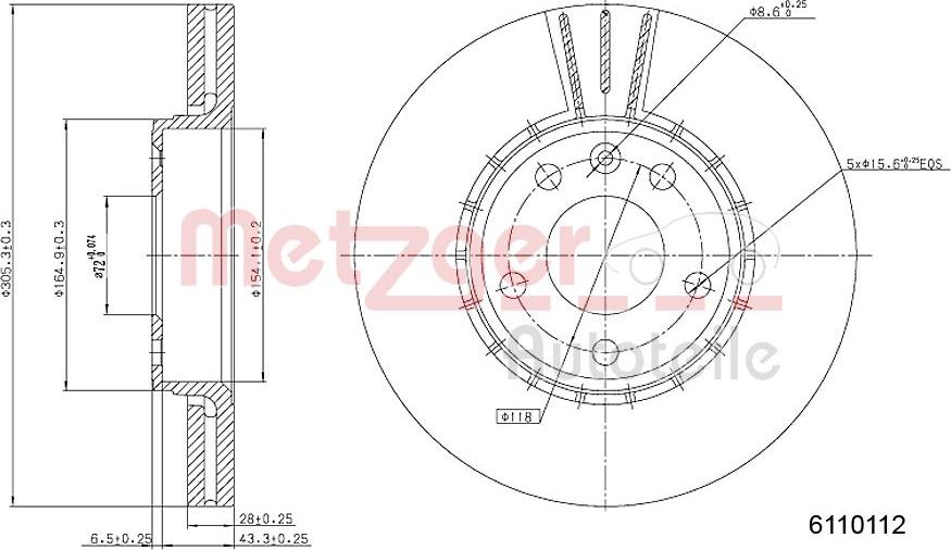 Metzger 6110112 - Brake Disc www.autospares.lv