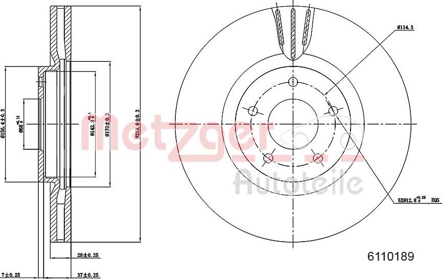 Metzger 6110189 - Bremžu diski www.autospares.lv