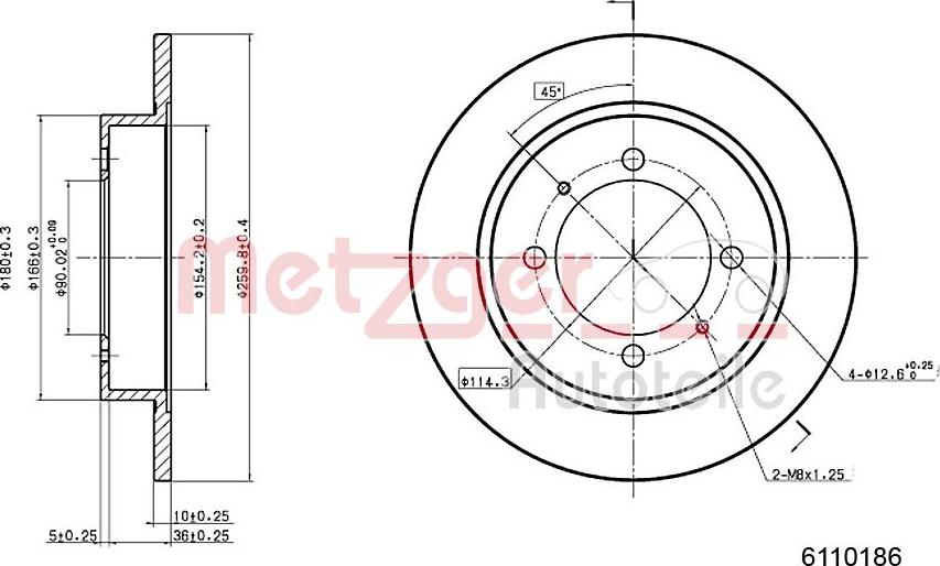 Metzger 6110186 - Bremžu diski autospares.lv