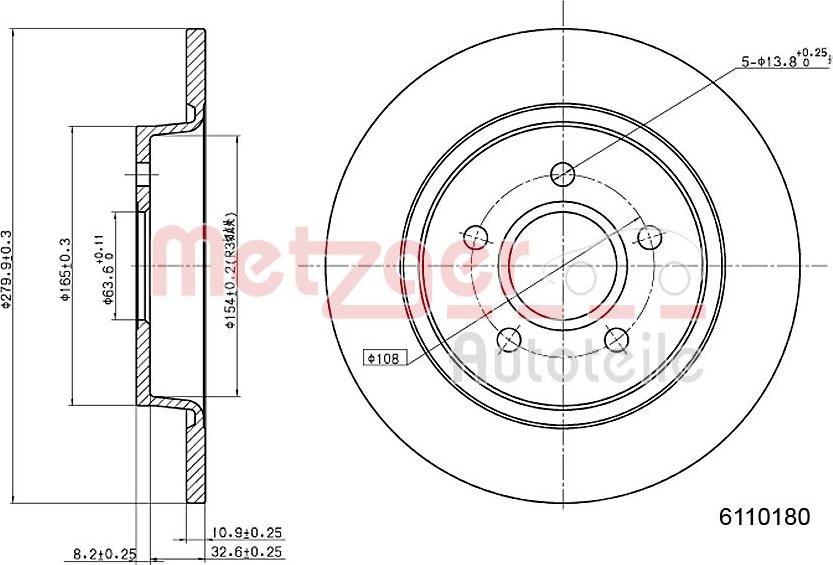 Metzger 6110180 - Brake Disc www.autospares.lv