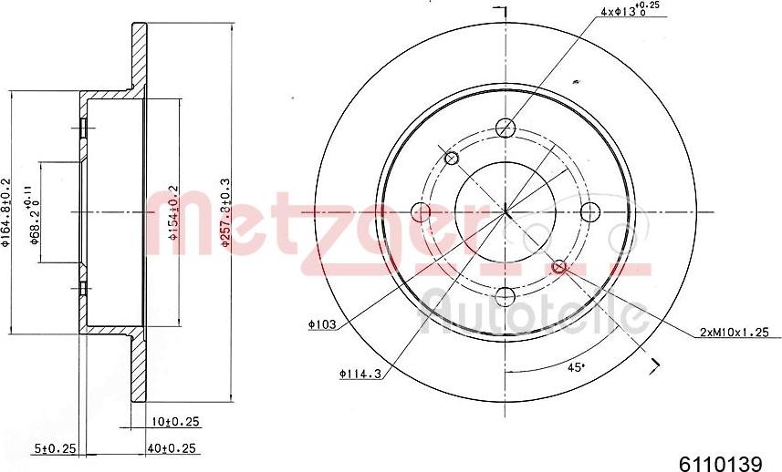 Metzger 6110139 - Bremžu diski www.autospares.lv