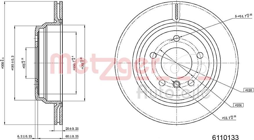 Metzger 6110133 - Bremžu diski autospares.lv