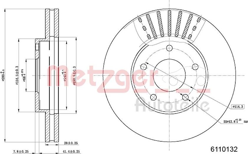 Metzger 6110132 - Bremžu diski www.autospares.lv