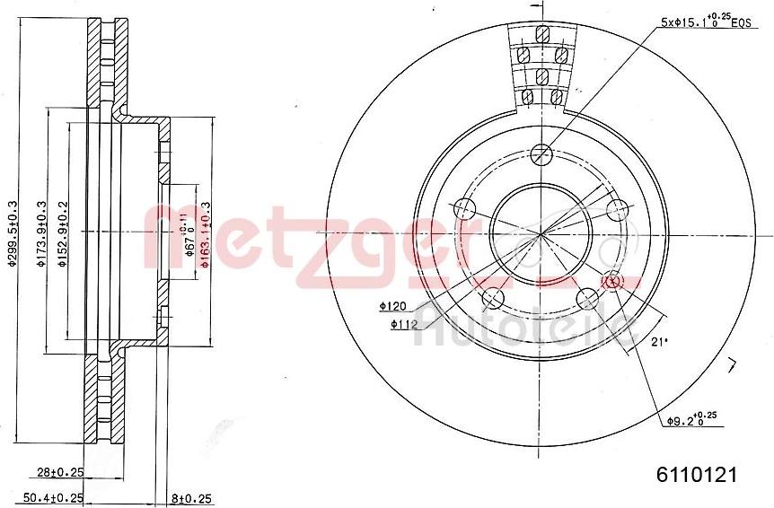 Metzger 6110121 - Bremžu diski www.autospares.lv