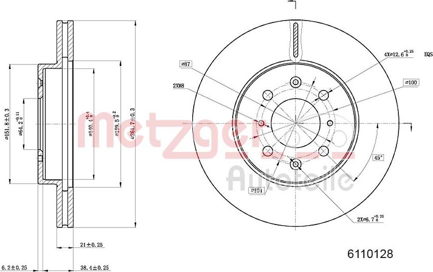 Metzger 6110128 - Brake Disc www.autospares.lv