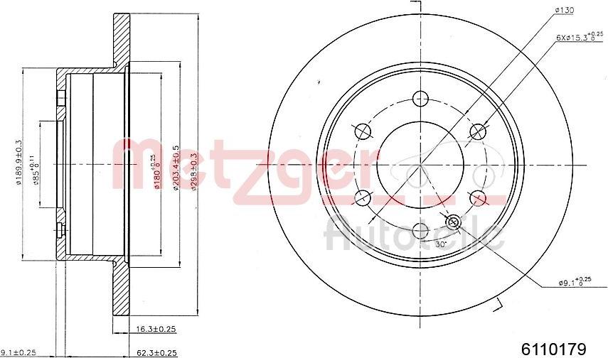 Metzger 6110179 - Bremžu diski www.autospares.lv