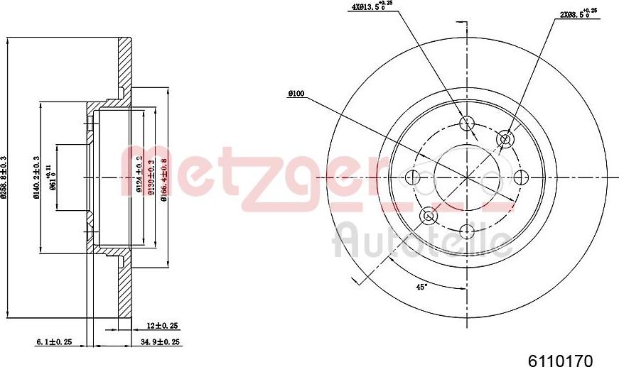 Metzger 6110170 - Bremžu diski www.autospares.lv