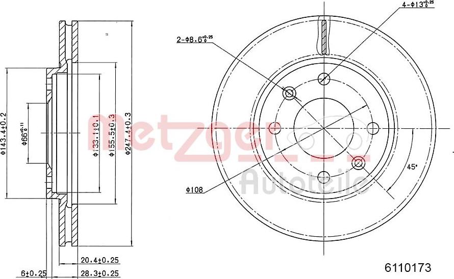 Metzger 6110173 - Brake Disc www.autospares.lv